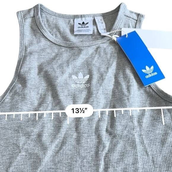 Adidas Women's Light Gray ESSENTIALS RIBBED TANK TOP Size Small NEW - Picture 10 of 13